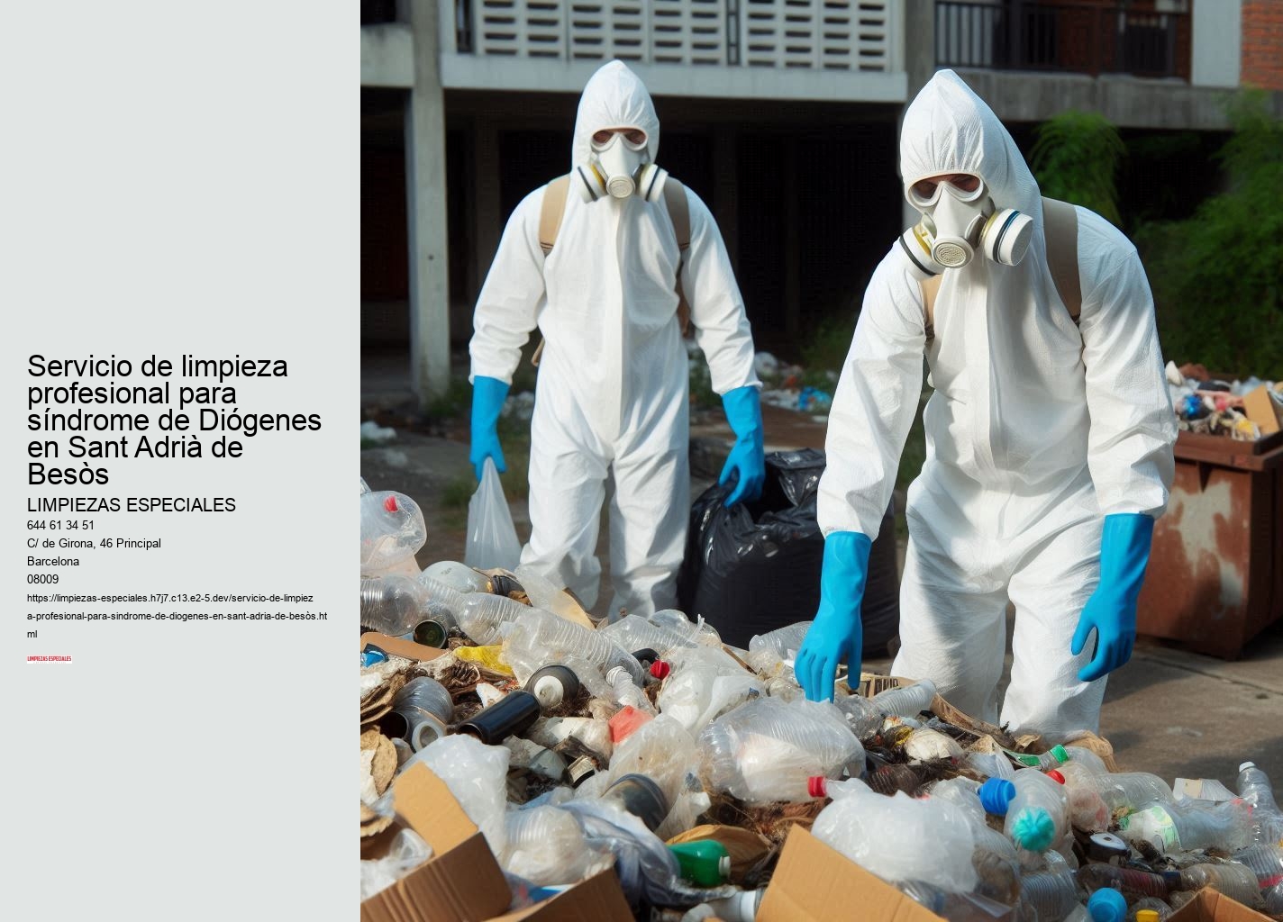 Servicio de limpieza profesional para síndrome de Diógenes en Sant Adrià de Besòs