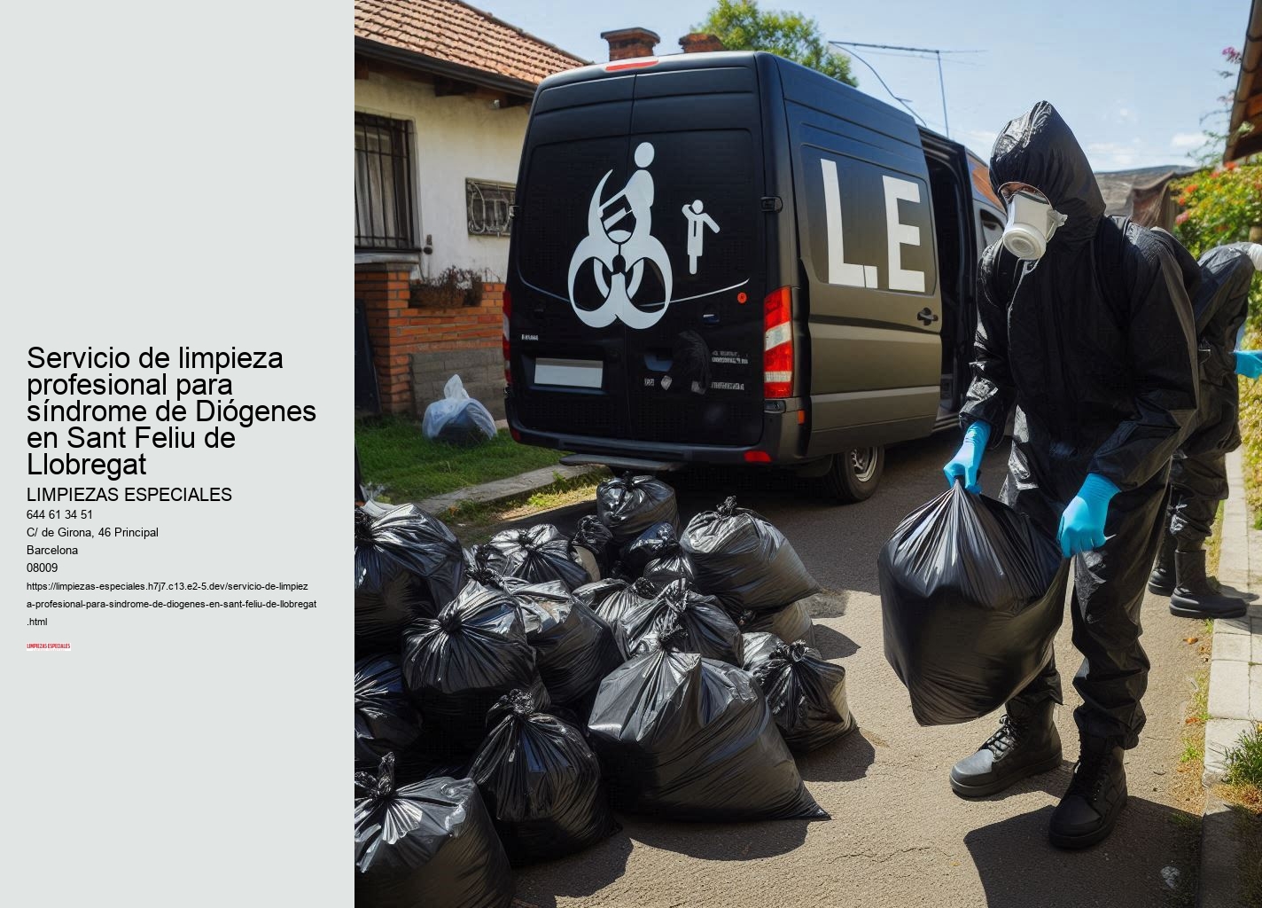 Servicios de Limpiezas Especiales para el síndrome de Diógenes